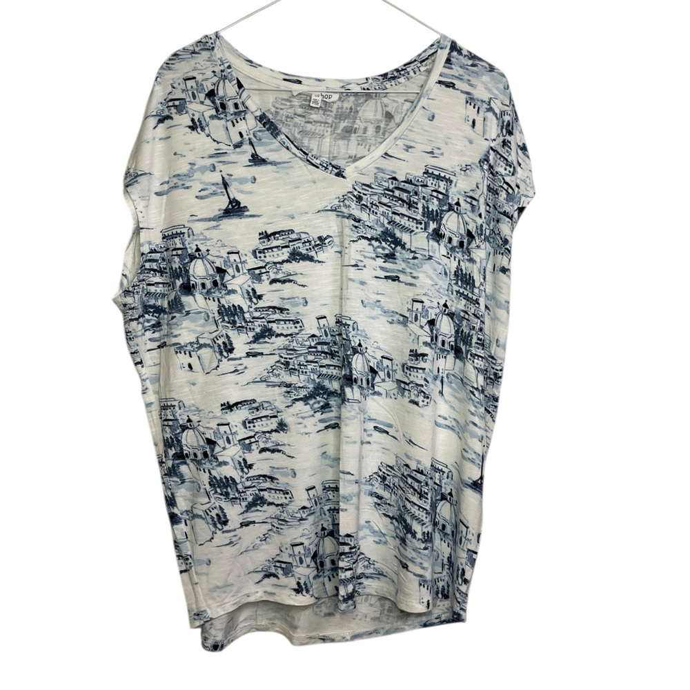 Workshop Republic Clothing Blue & White Scenic Print Top – Size L